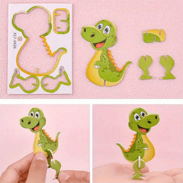 3D-PÄDAGOGISCHES REDUKTIONSRÄTSEL – Set mit 50 farbenfrohen Dinosaurier-Teilen, fördert Kreativität und räumliches Denken ab 4 Jahren