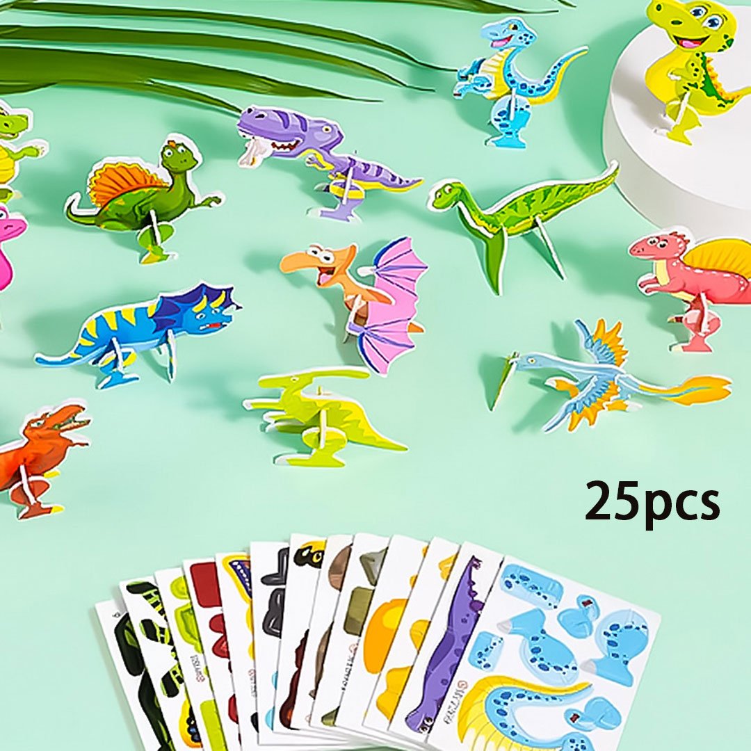 DE RDUCTION PUZZLE 3D DUCATIF - Coffret de 50 pices Dinosaures aux couleurs vives, dveloppe la crativit et la pense spatiale ds 4 ans