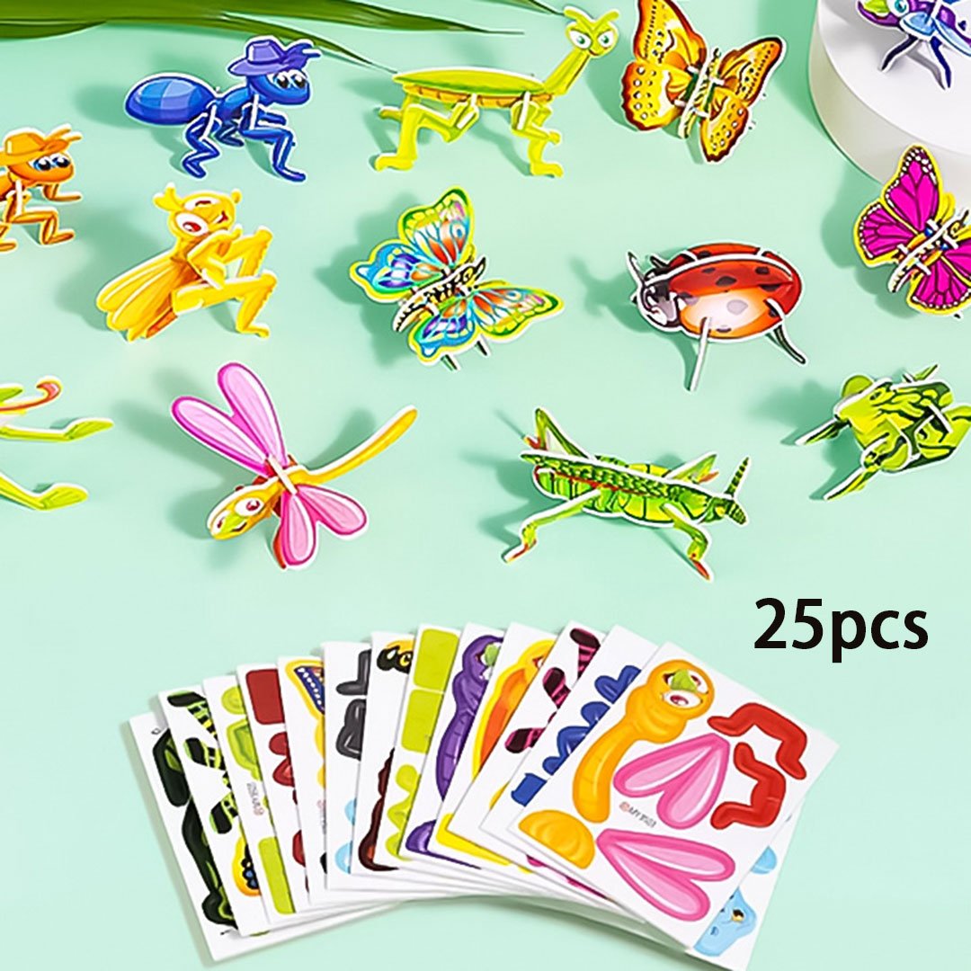 DE RDUCTION PUZZLE 3D DUCATIF - Coffret de 50 pices Dinosaures aux couleurs vives, dveloppe la crativit et la pense spatiale ds 4 ans