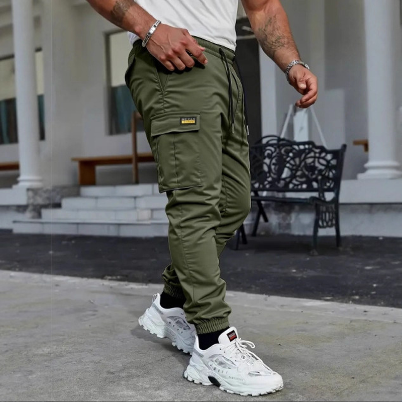 LIMITE 50% DE RDUCTION Pantalon Cargo Jogger Polyester, Taille Rglable, Poches