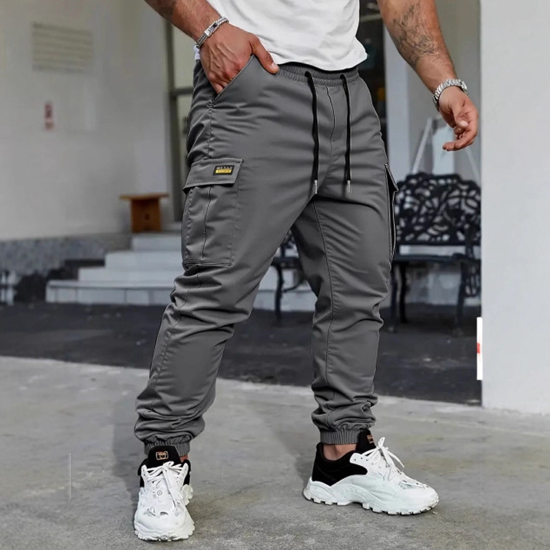 LIMITE 50% DE RDUCTION Pantalon Cargo Jogger Polyester, Taille Rglable, Poches