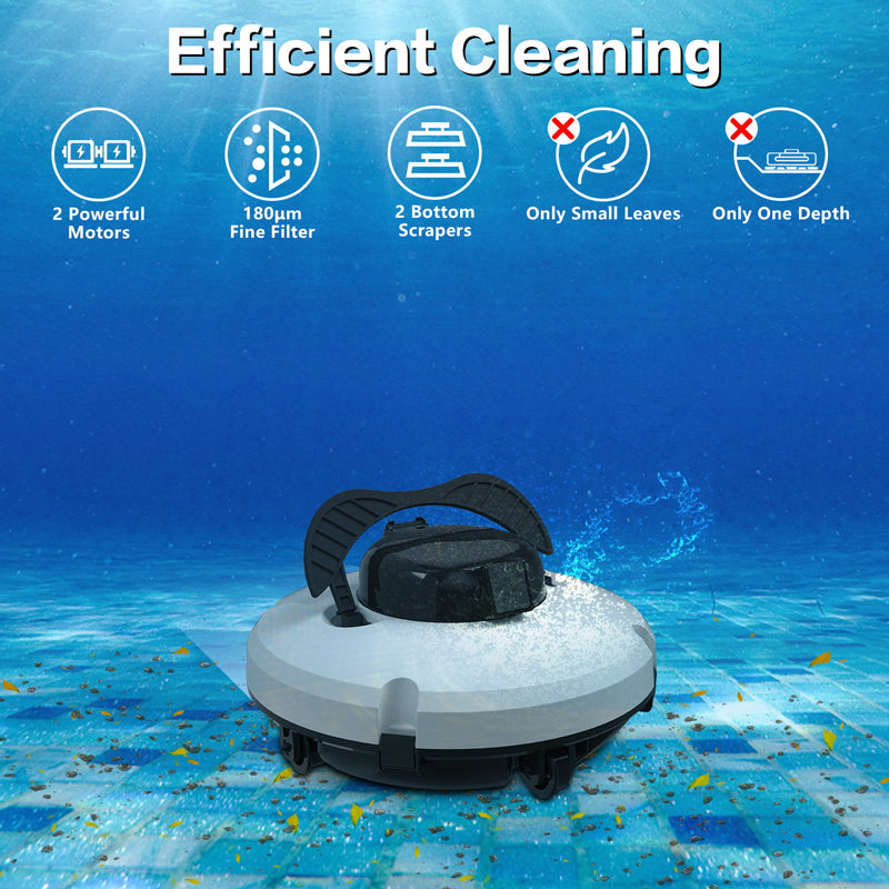 Kabelloser Poolroboter 28 W, hohe Saugleistung, intelligente Navigation, 1-Knopf-Start, herausnehmbarer Filterkorb