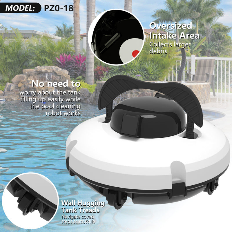 Robot de Piscine Sans Fil 28W Aspiration Haute Puissance, Navigation Intelligente, Dmarrage 1 Bouton, Panier Filtrant Amovible