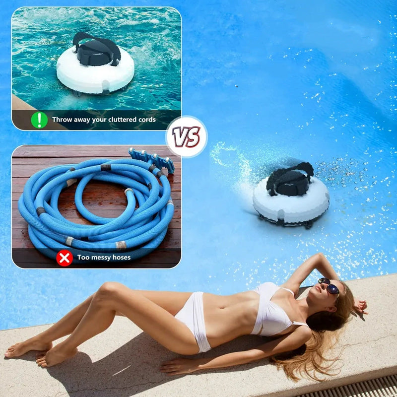 Kabelloser Poolroboter 28 W, hohe Saugleistung, intelligente Navigation, 1-Knopf-Start, herausnehmbarer Filterkorb