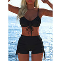 Ensemble Bikini Femme Haut Cordon Rglable & Shorty Boxer, Tissu lastique, Motifs Vibrants, Parfait pour la Plage & la Natation