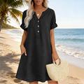 OFFRE LIMITE 50% DE RDUCTION Robe Tunique Indispensable Col V avec Poches Mlange de Coton Doux, Facile dEntretien, Poches des Deux C?ts Un Basique de Garde-Robe pour Printemps, t et Superposition en Automne