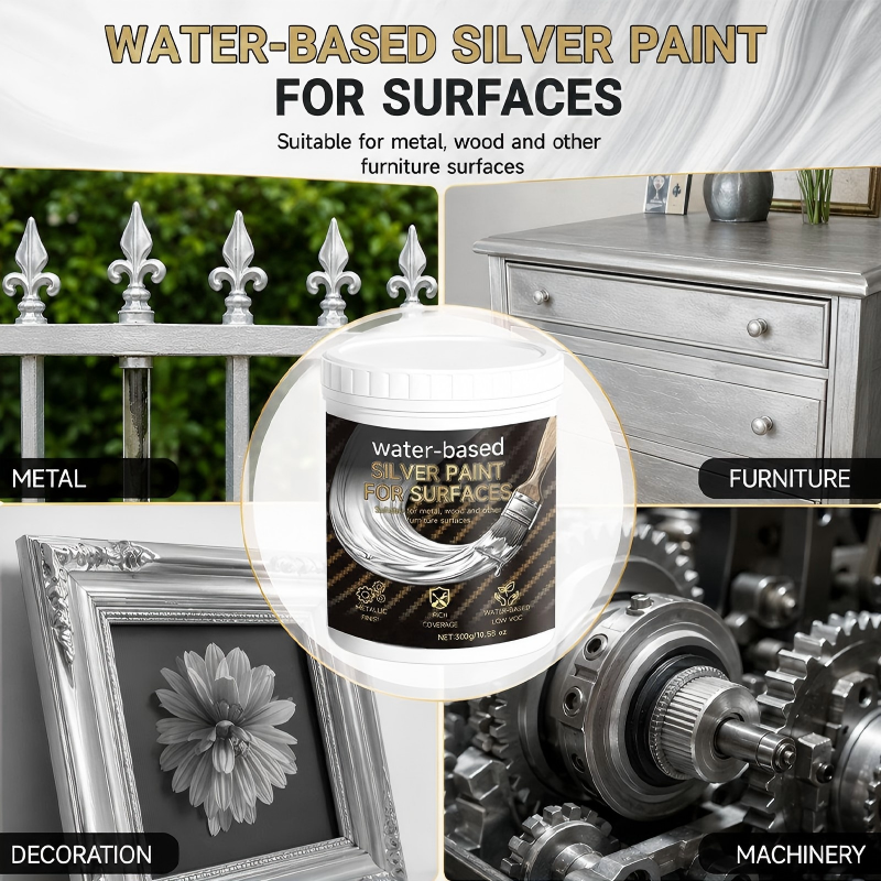 Peinture argente base d'eau pour mtal et bois