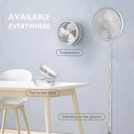 USB-wiederaufladbarer, faltbarer Teleskop-Standventilator, leise, 180° drehbar, 4 Geschwindigkeiten, tragbar