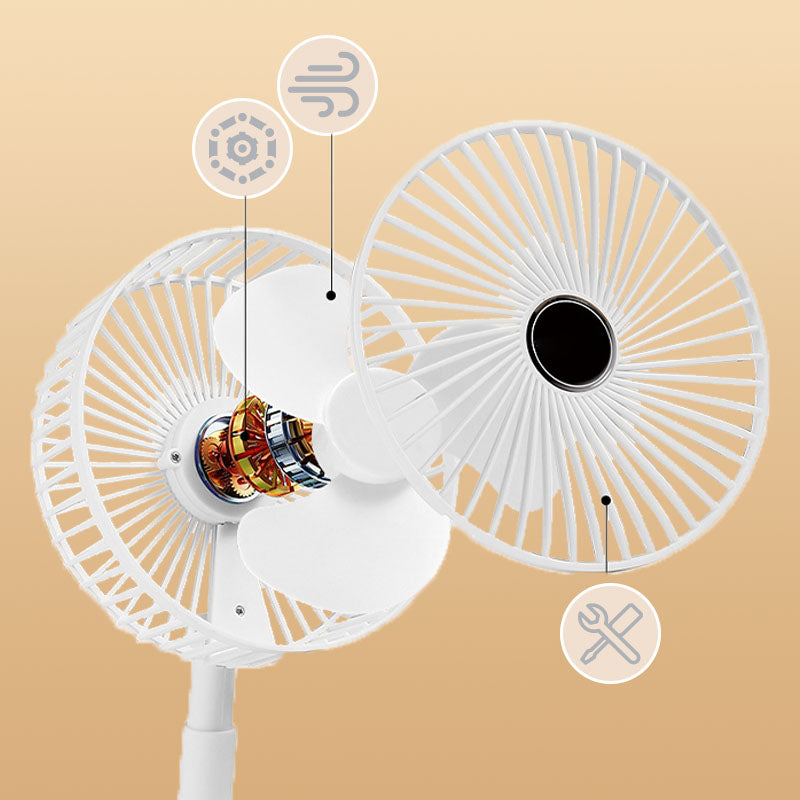 USB-wiederaufladbarer, faltbarer Teleskop-Standventilator, leise, 180° drehbar, 4 Geschwindigkeiten, tragbar