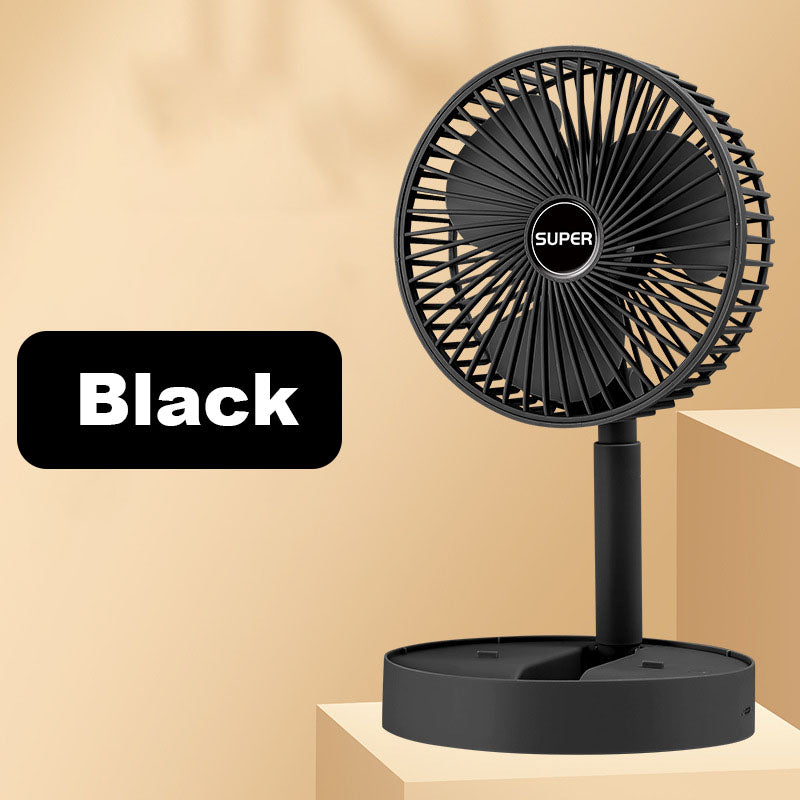 Ventilateur Tlescopique Pliable Rechargeable USB Silencieux, 180 Rotatif, 4 Vitesses, Portable