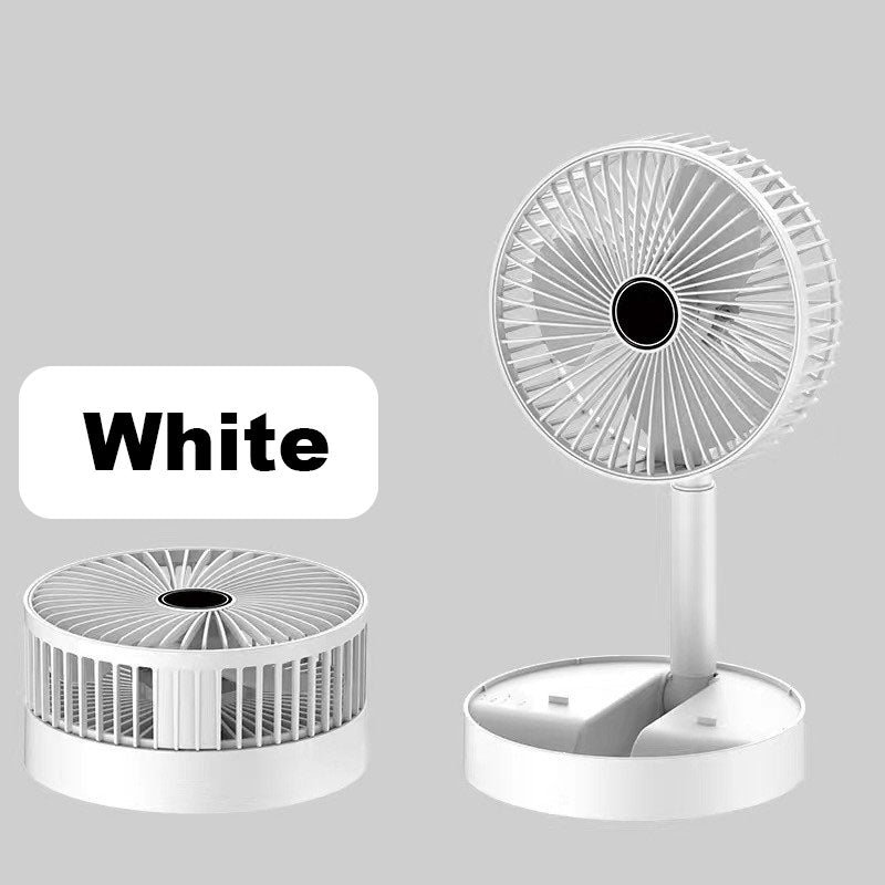 USB-wiederaufladbarer, faltbarer Teleskop-Standventilator, leise, 180° drehbar, 4 Geschwindigkeiten, tragbar