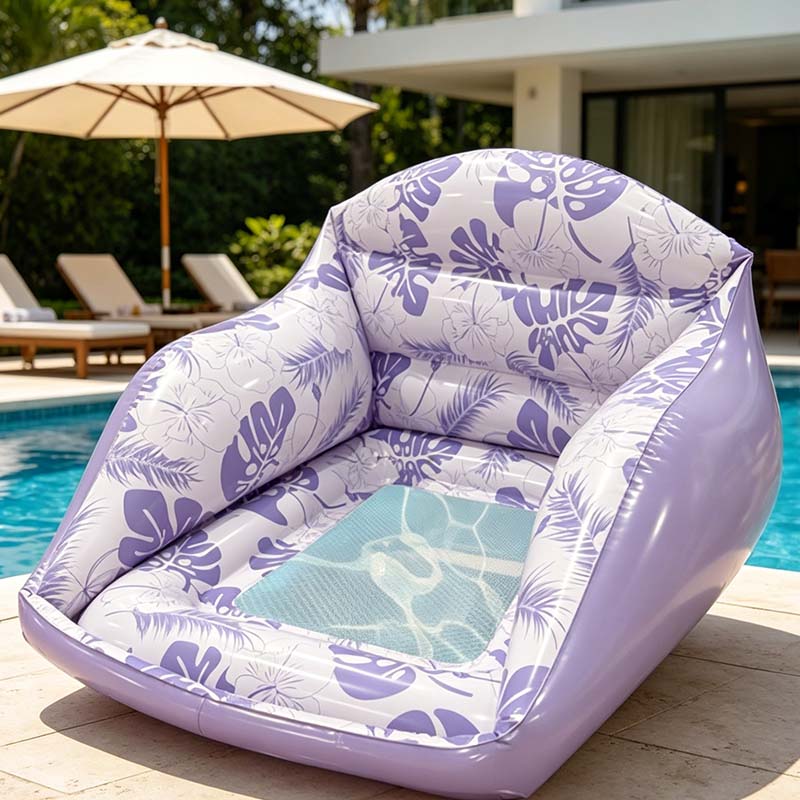 Schwimmender Pool-Sitz U-förmiges ergonomisches Stuhldesign, Netzsitz, aufblasbar, 2 Farben, langlebig und tragbar