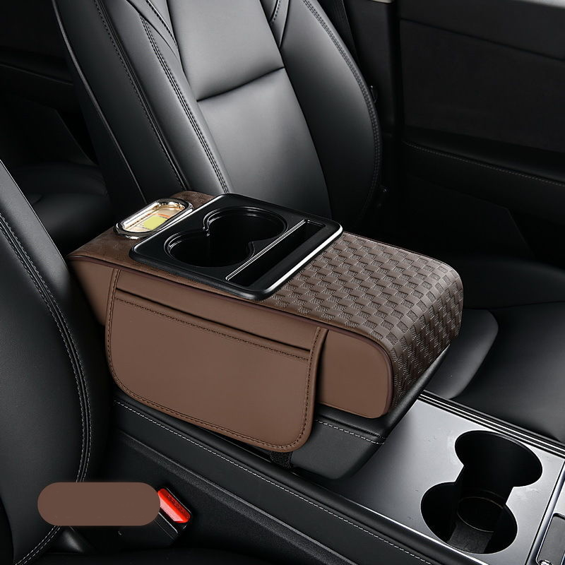 Coussin d'accoudoir de voiture, housse de console centrale 5 en 1 avec 2 sacs de rangement, porte-gobelet, emplacement pour bo?te mouchoirs, emplacement pour tlphone pour berlines, accessoires de voiture, organisateurs intrieurs