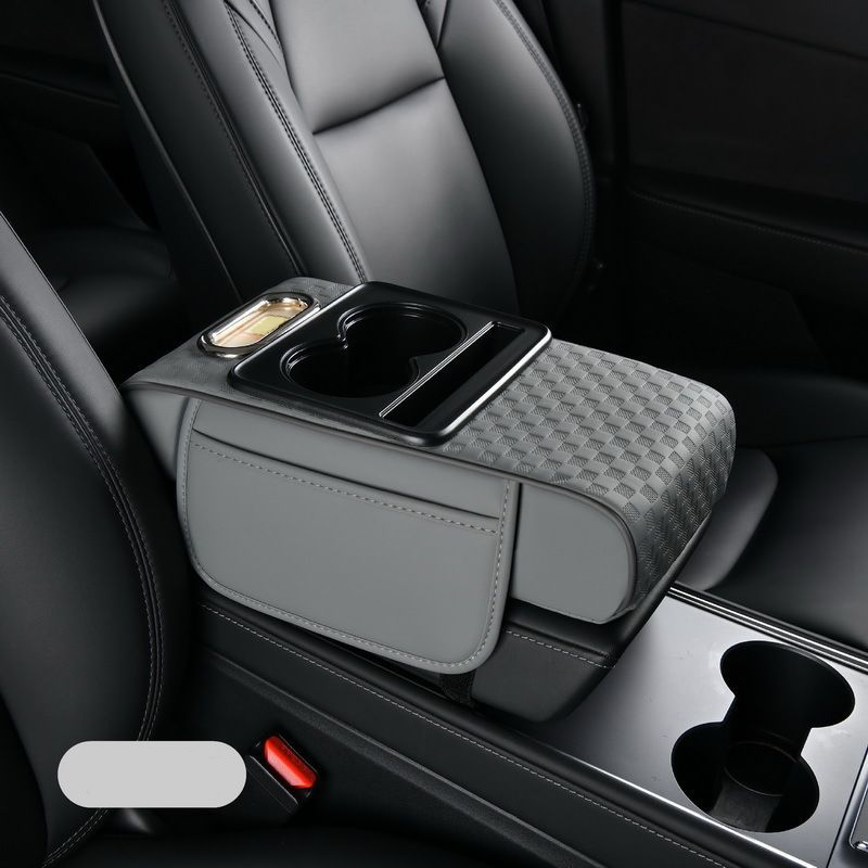 Coussin d'accoudoir de voiture, housse de console centrale 5 en 1 avec 2 sacs de rangement, porte-gobelet, emplacement pour bo?te mouchoirs, emplacement pour tlphone pour berlines, accessoires de voiture, organisateurs intrieurs