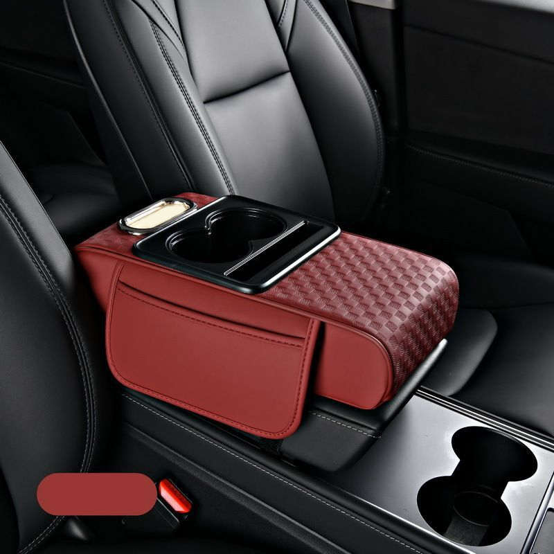 Coussin d'accoudoir de voiture, housse de console centrale 5 en 1 avec 2 sacs de rangement, porte-gobelet, emplacement pour bo?te mouchoirs, emplacement pour tlphone pour berlines, accessoires de voiture, organisateurs intrieurs