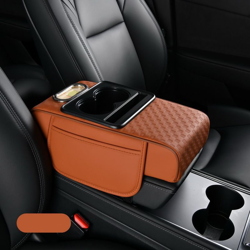Coussin d'accoudoir de voiture, housse de console centrale 5 en 1 avec 2 sacs de rangement, porte-gobelet, emplacement pour bo?te mouchoirs, emplacement pour tlphone pour berlines, accessoires de voiture, organisateurs intrieurs