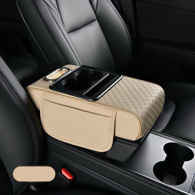 Coussin d'accoudoir de voiture, housse de console centrale 5 en 1 avec 2 sacs de rangement, porte-gobelet, emplacement pour bo?te mouchoirs, emplacement pour tlphone pour berlines, accessoires de voiture, organisateurs intrieurs