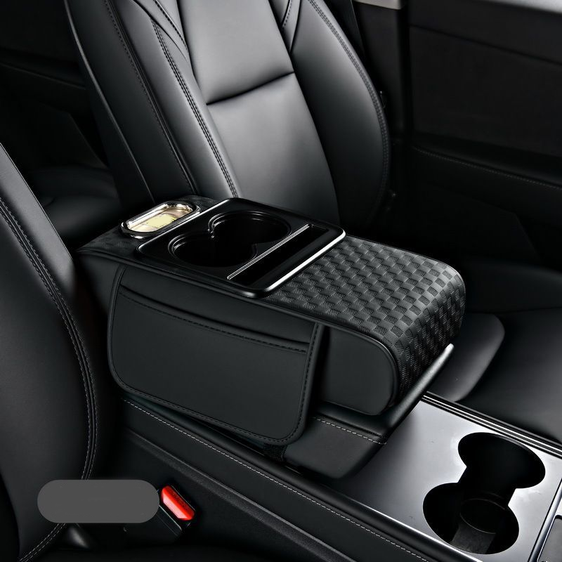 Coussin d'accoudoir de voiture, housse de console centrale 5 en 1 avec 2 sacs de rangement, porte-gobelet, emplacement pour bo?te mouchoirs, emplacement pour tlphone pour berlines, accessoires de voiture, organisateurs intrieurs