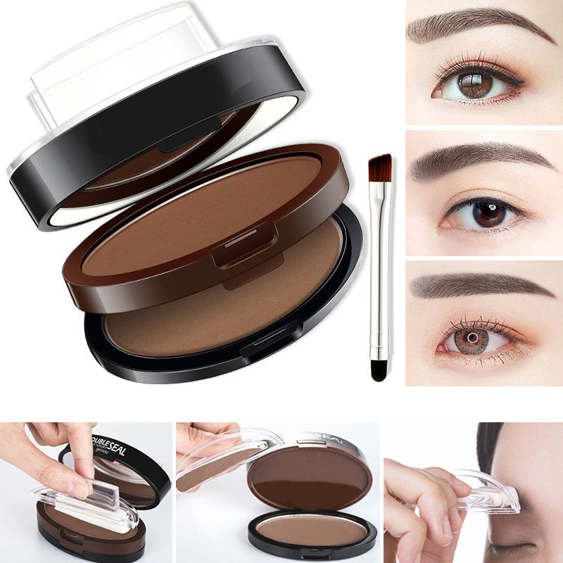 Tampon sourcils instantan et ajustable avec poudre sourcils bicolore