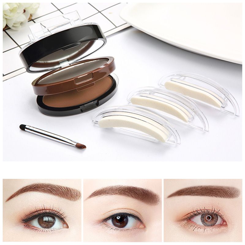 Tampon sourcils instantan et ajustable avec poudre sourcils bicolore