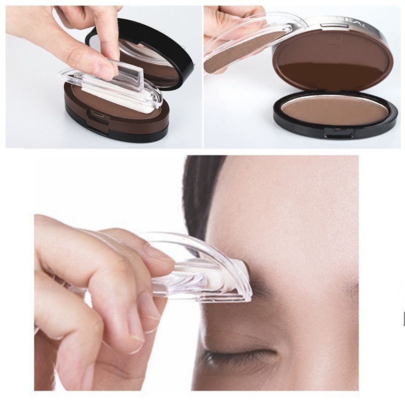 Tampon sourcils instantan et ajustable avec poudre sourcils bicolore
