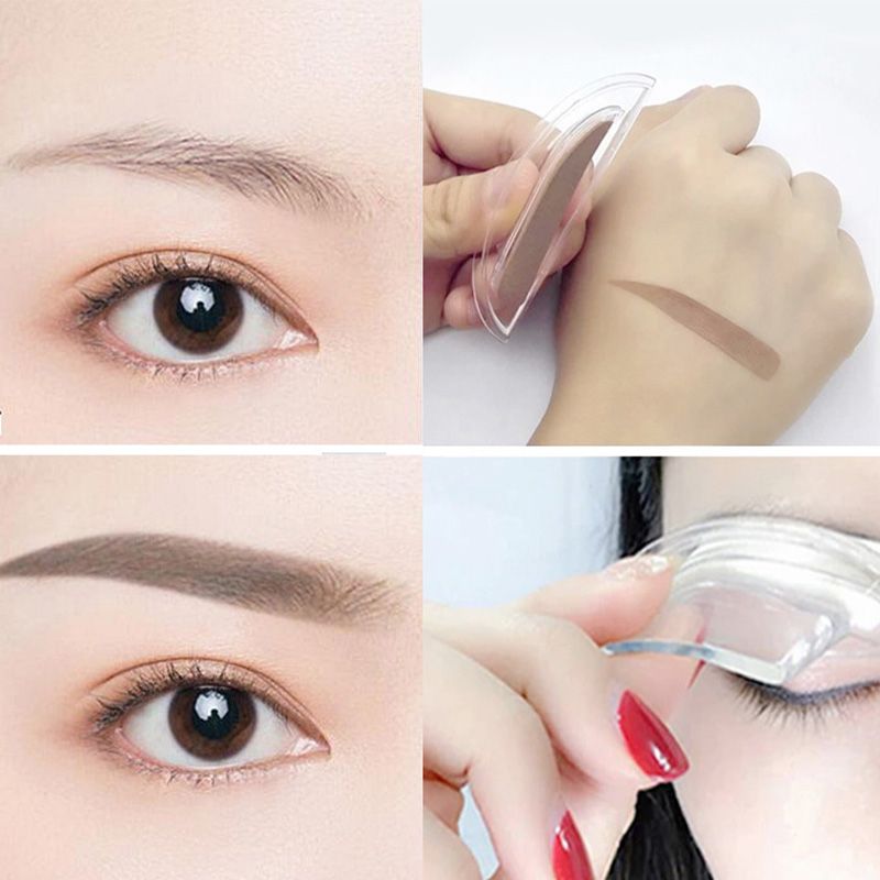Tampon sourcils instantan et ajustable avec poudre sourcils bicolore
