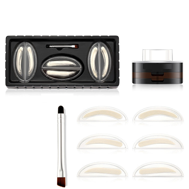 Tampon sourcils instantan et ajustable avec poudre sourcils bicolore