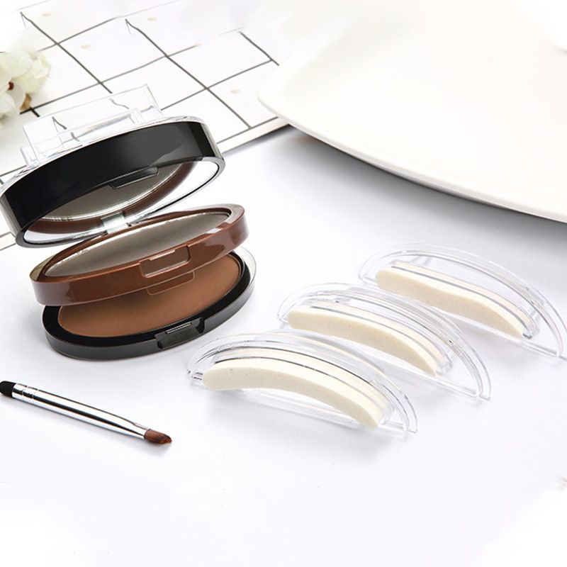 Tampon sourcils instantan et ajustable avec poudre sourcils bicolore