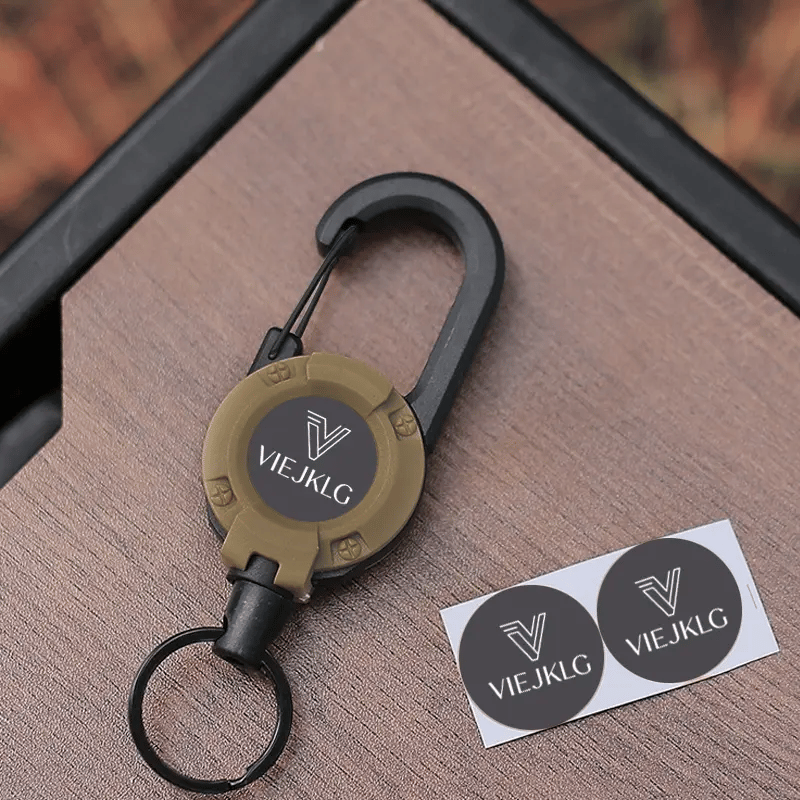 Porte-cls avec mousqueton rtractable Cordon en acier de 65 cm, porte-badge robuste, accessoire EDC lger pour cls, cartes d'identit et usage en extrieur
