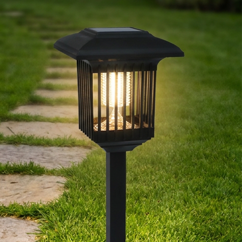 Appareil Anti-Moustiques Solaire Extrieur Double clairage (Violet/Blanc), Autonomie, 4 Options, Parfait pour Jardin, Terrasse & Camping