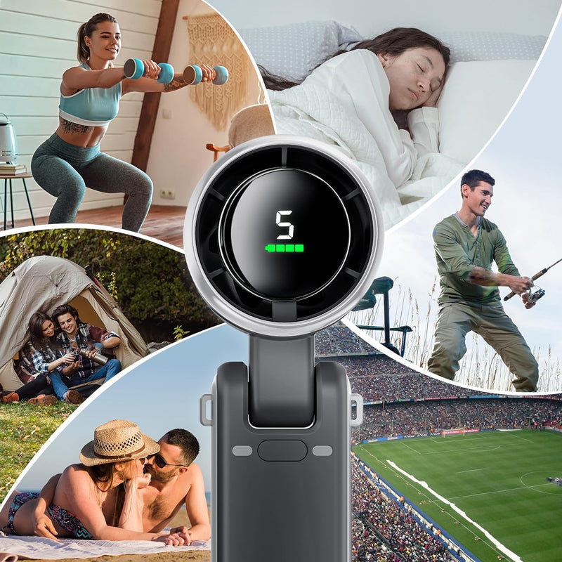 Ventilateur portable turbo 3-en-1 5 vitesses, batterie d'une autonomie de 24 h | Le cadeau idal pour la fte des pres et pour les navetteurs