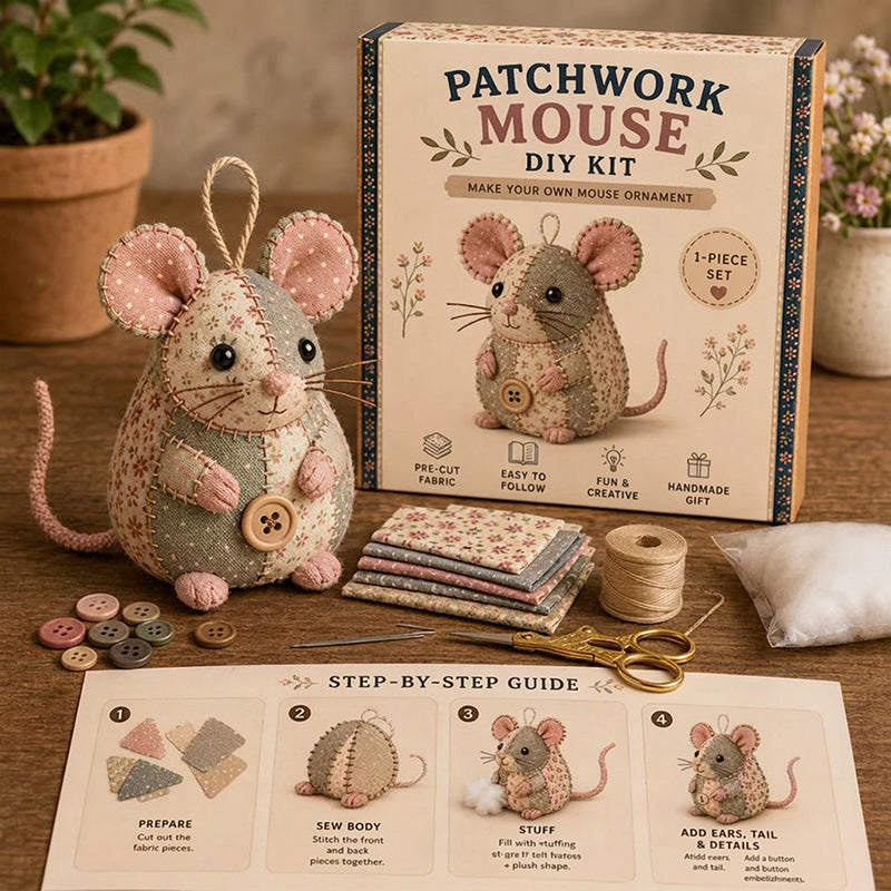 Trousse couture vintage faite main en forme de souris Design compact et unique