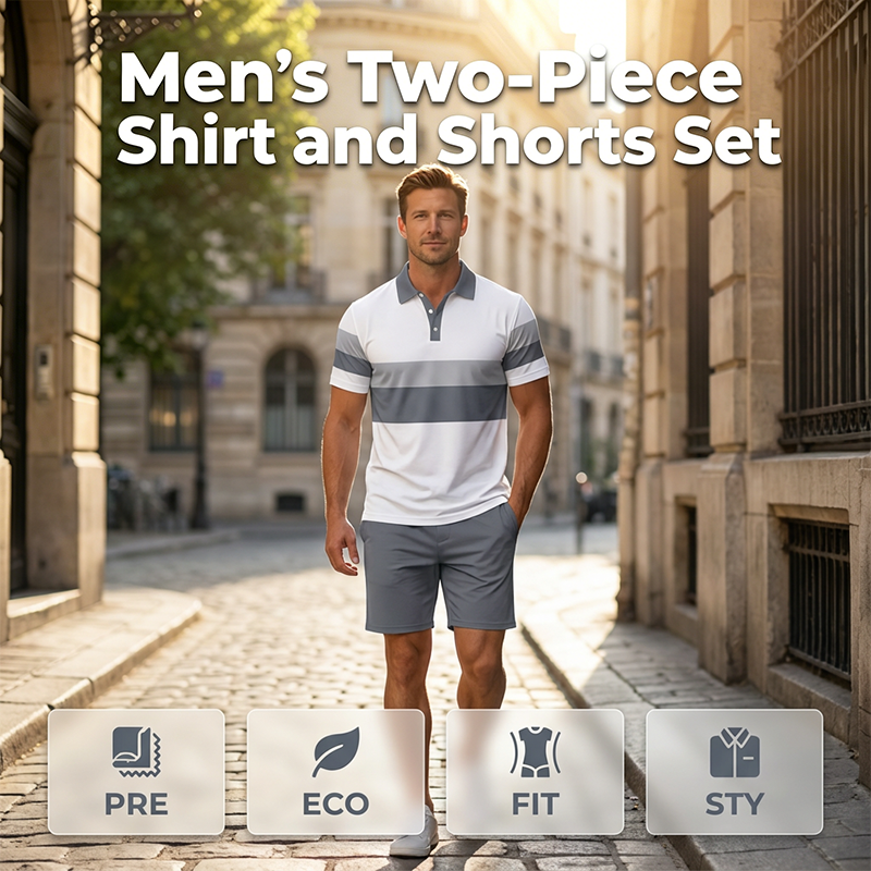 Set 2 Pices Chemise & Short Homme Imprim Numrique Tissu Premium Respirant, Coupe Athltique, Infroissable 5 Coloris S XL 2 Achets = Livraison Gratuite