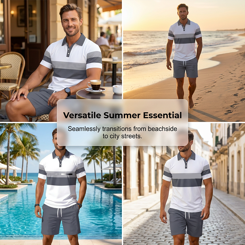 Set 2 Pices Chemise & Short Homme Imprim Numrique Tissu Premium Respirant, Coupe Athltique, Infroissable 5 Coloris S XL 2 Achets = Livraison Gratuite