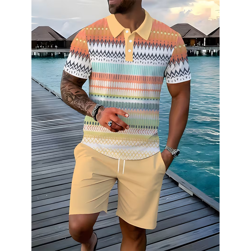 Set 2 Pices Chemise & Short Homme Imprim Numrique Tissu Premium Respirant, Coupe Athltique, Infroissable 5 Coloris S XL 2 Achets = Livraison Gratuite
