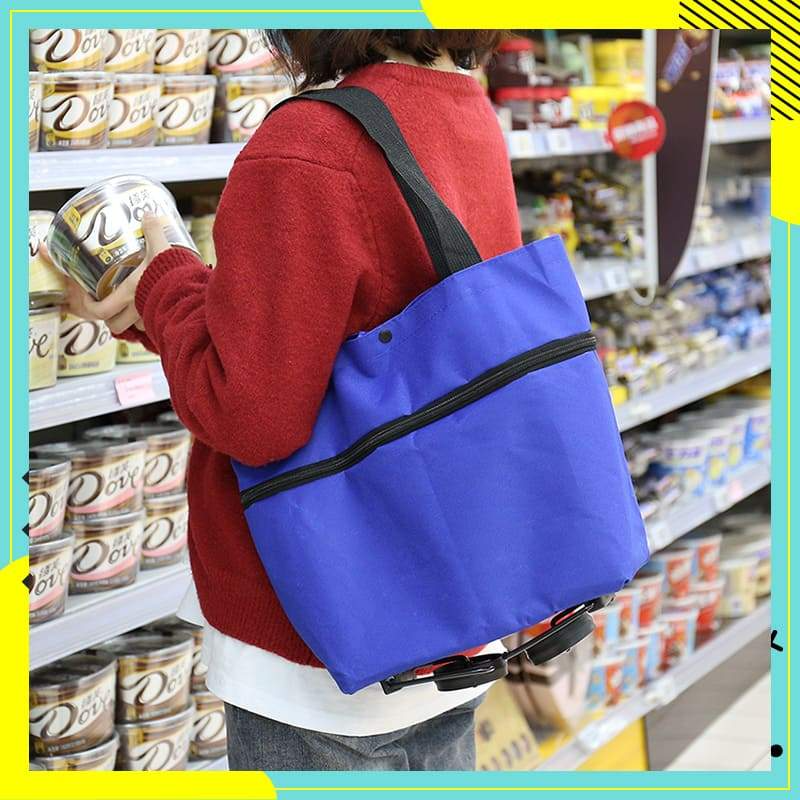Sac de course pliable 2-en-1 roulettes Avec roues style bagage
