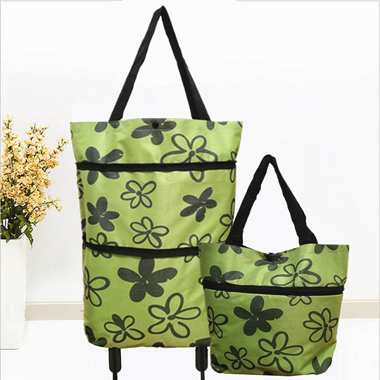 Sac de course pliable 2-en-1 roulettes Avec roues style bagage
