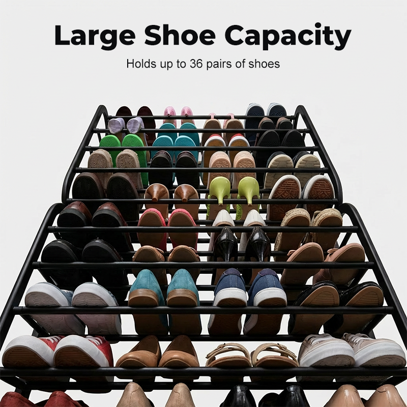 Organisateur Chaussures Suspendu Porte Jusqu' 36 Paires Mtal Robuste Stable, tagres Inclines Anti-Glissement Talons Bottes Baskets, Installation Sans Outils Secondes 3 Coloris 4-8-12 tages