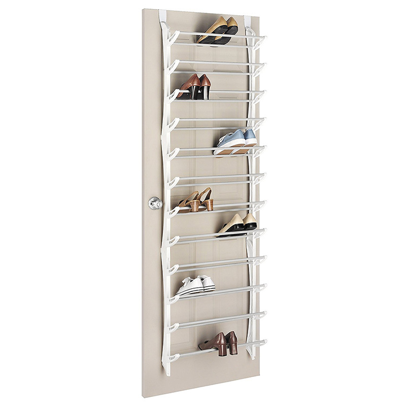 Organisateur Chaussures Suspendu Porte Jusqu' 36 Paires Mtal Robuste Stable, tagres Inclines Anti-Glissement Talons Bottes Baskets, Installation Sans Outils Secondes 3 Coloris 4-8-12 tages