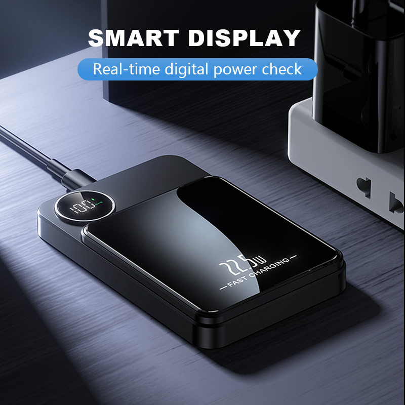 Batterie externe 22,5 W magntique, mince, charge 3 appareils la fois