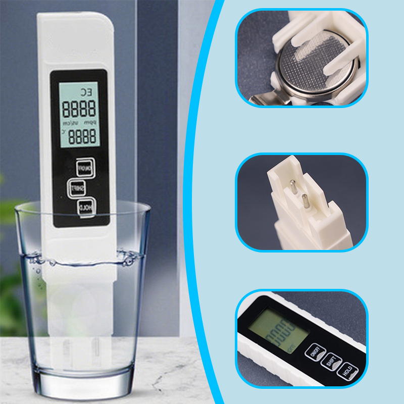 3-in-1 TDS-Wasserqualitätstester – Präzise Messung von pH-Wert, Chlor und Härte mit LCD-Anzeige für Pools und Aquarien