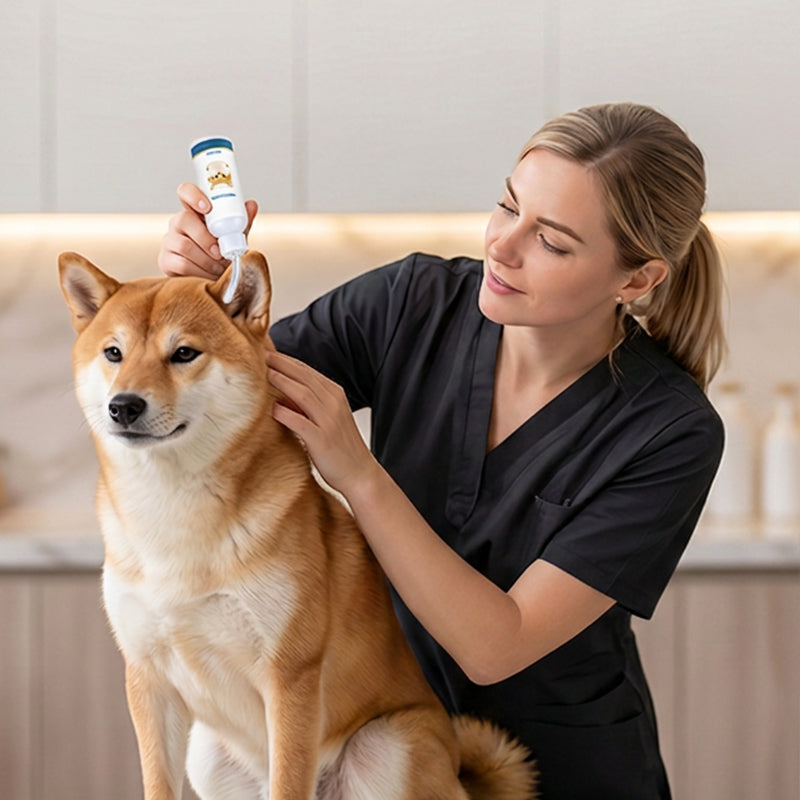Solution nettoyante douce pour les oreilles des animaux de compagnie