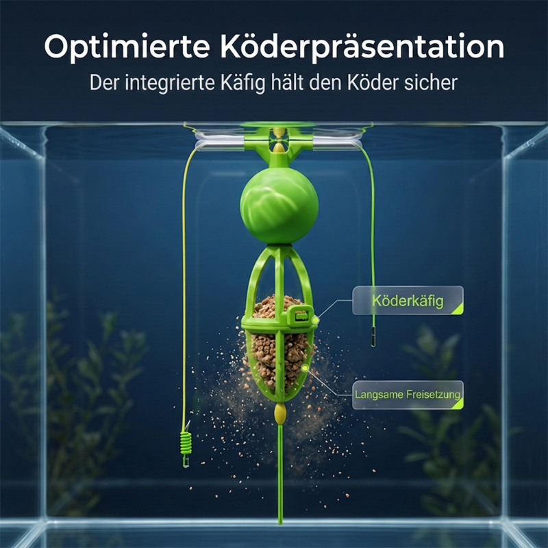 Schluss mit dem Verheddern beim Auswurf. Bottom-Up Anti-Tangle Futterkorb: beschwerter Boden sorgt für stabilen Stand, Futterwolke in 3 Sekunden.