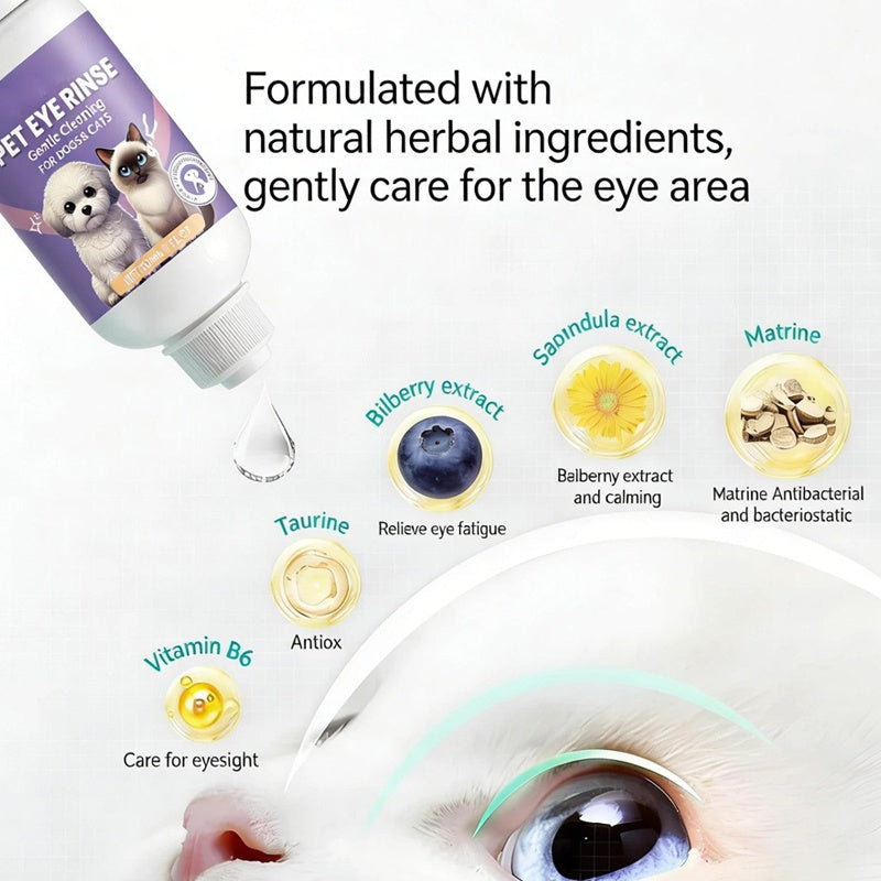 De rduction Solution de rin?age douce pour les yeux des chiens et des chats Sans alcool, limine les impurets, 150 ml