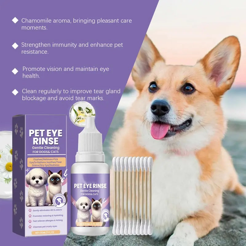 De rduction Solution de rin?age douce pour les yeux des chiens et des chats Sans alcool, limine les impurets, 150 ml