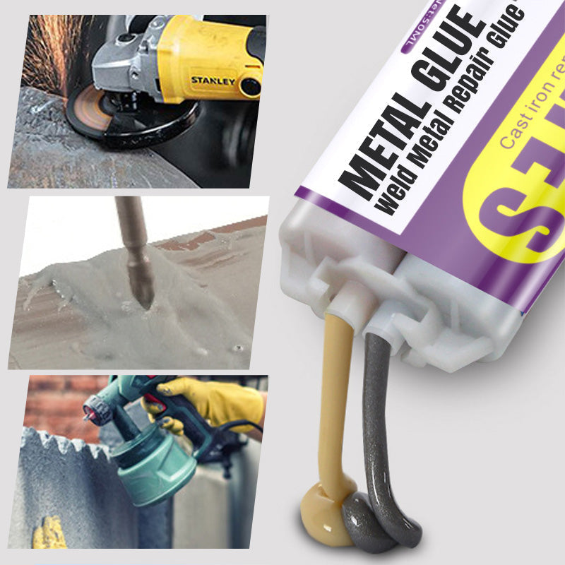 DE RDUCTION Colle de rparation pour mtaux Weld Rpare les pots d'chappement, les tuyaux mtalliques et bien plus encore. Durcit temprature ambiante poncez, percez et peignez aprs durcissement