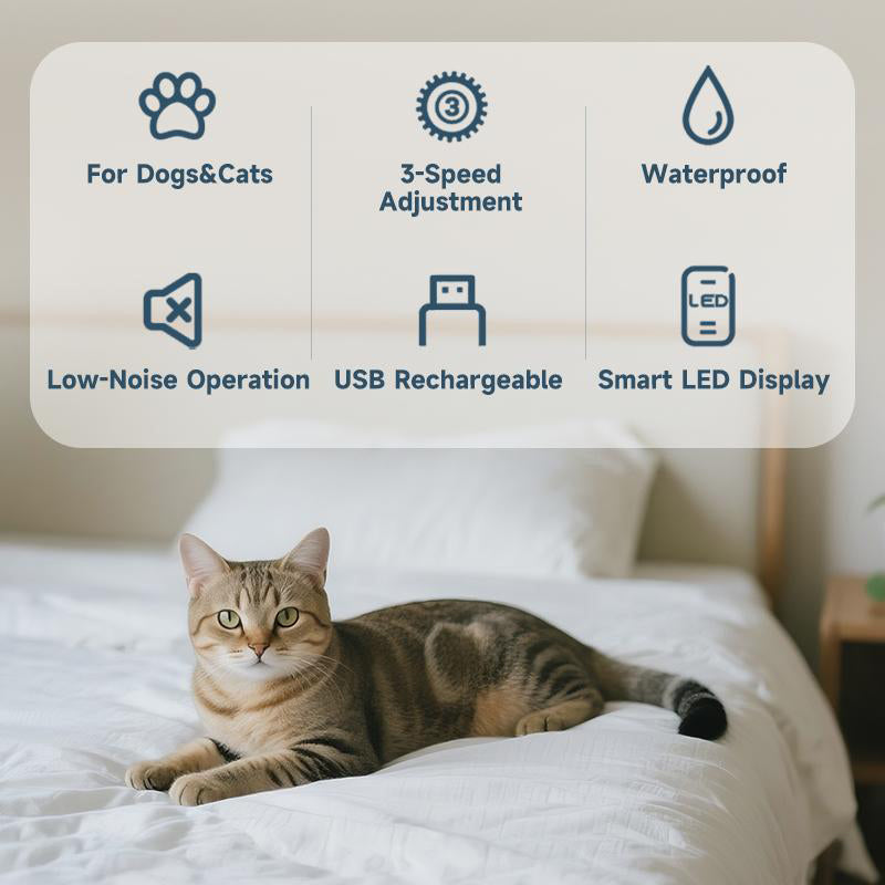 DE REDUZIERUNG Leiser Haustierschneider Titan-Keramik + ABS wiederaufladbar & 1200 mAh für Katzen & Hunde