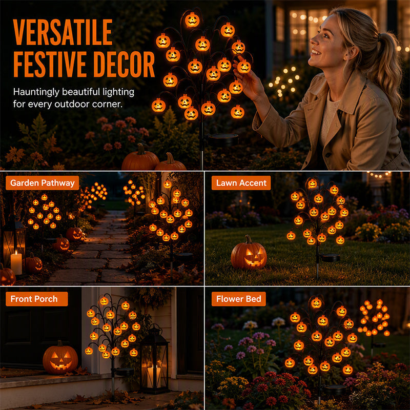 DE RDUCTION Wasserdichte Solar-Halloween-Kürbis-Lichterkette