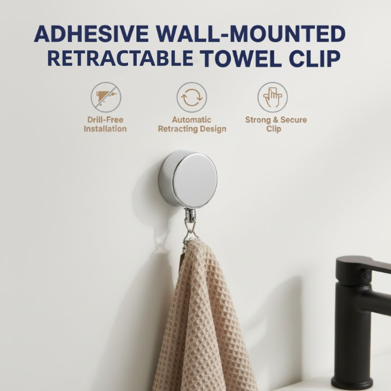 Summerfresh: 50 % de rduction Pince essuie-tout rtractable autocollante Support enroulement automatique de 65 cm pour torchons et lavettes