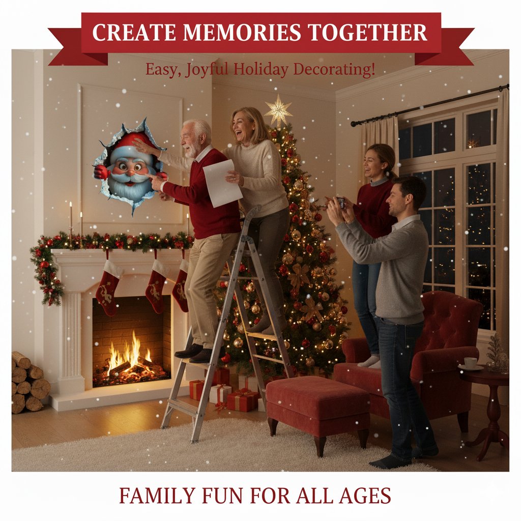 3D Wandaufkleber Weihnachtsmann-Überraschung